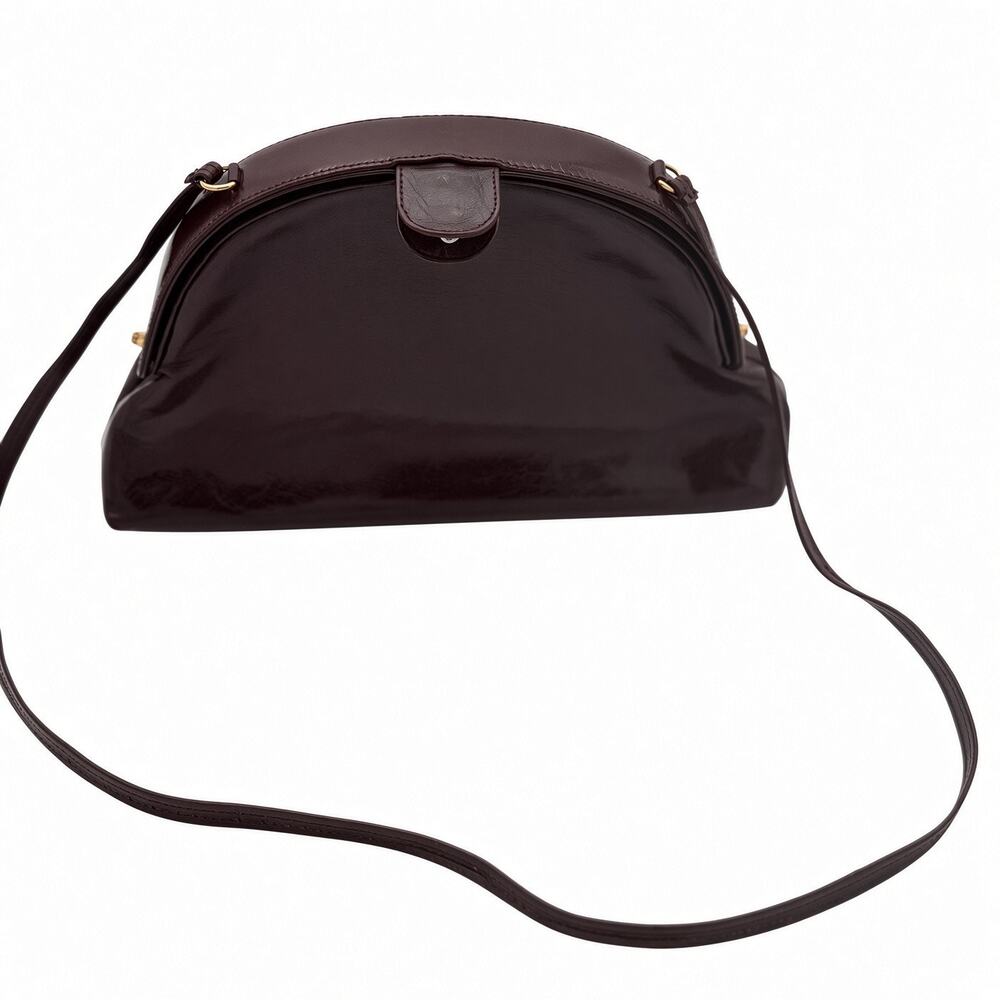 GRETA Made in Italy Leather Crossbody Burgundy HalfMoon Shoulder Purse VTG LUXE